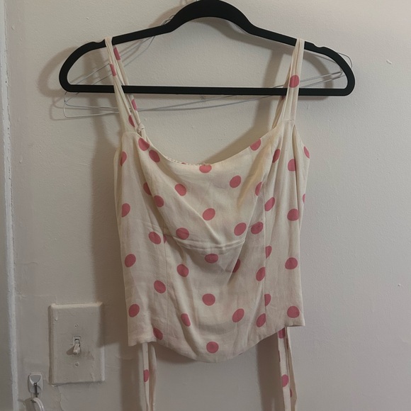 Reformation Tops - Reformation Cream and Pink Polka Dot Camisole